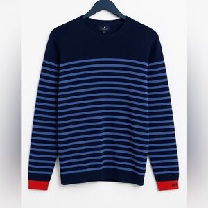Brooks Brothers Dark Blue and Light Blue Knit Sweater - Large